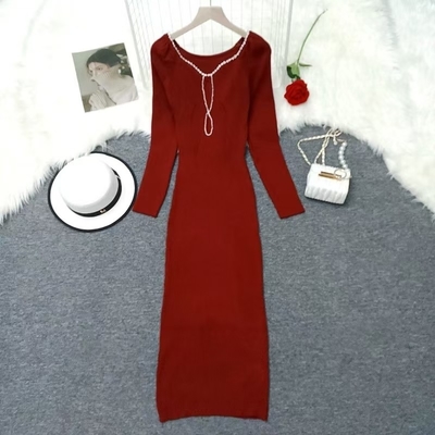 KD2318 Fashionable Winter Women's Elegant Mature Knit Dress Popular Women's Daily Life for Sophisticated and Stylish Look