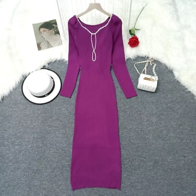 KD2318 Fashionable Winter Women's Elegant Mature Knit Dress Popular Women's Daily Life for Sophisticated and Stylish Look