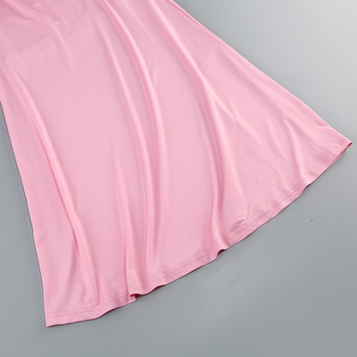 250g Milk Silk Fabric Maxi Length Asymmetrical Neck Pleated Dress Pink French Style Sexy Party Dress Made in Guangdong