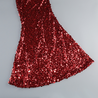 Kimshein Summer Women's Party Red Sequin Maxi Dress with Shimmering Sparkles and Washable Material