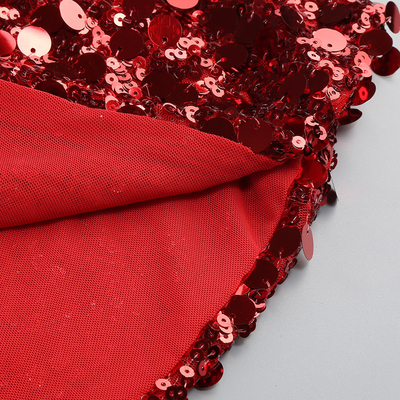 Kimshein Summer Women's Party Red Sequin Maxi Dress with Shimmering Sparkles and Washable Material