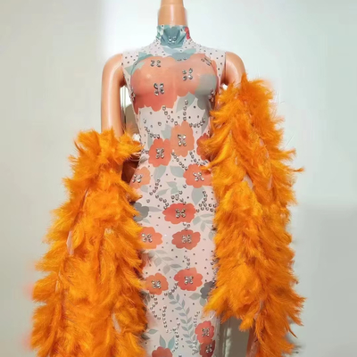 AD2322 Long Elegant Cheongsam Orange Wedding Dress for end Holiday Style and Dance Performance