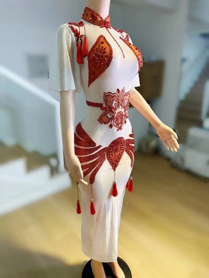 100 AD2222 Elegant Chinese Wedding Dress Party Dress for Women Modern Dance Dress High Slit Traditional Chinese Clothing