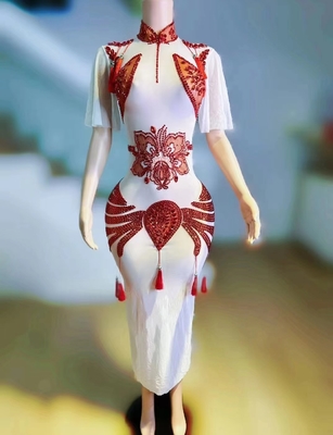 100 AD2222 Elegant Chinese Wedding Dress Party Dress for Women Modern Dance Dress High Slit Traditional Chinese Clothing