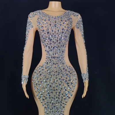 End Luxury Split Women's Evening Dress with Water Diamond Floor-Length Formal Dress Cover Style AD2081 Performance Clothing
