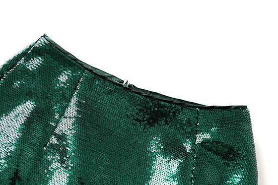 SR2261 Green Two-piece Dress Set Elegant Sequin Disco Feather Set Spring Season Eco-friendly Sequin Design Feather Detail