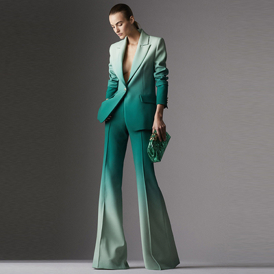 SR2256 Blue Two-Piece Business Suit Spring Autumn Formal Elegant Fashion Long Pants Suit with None Decoration