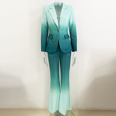 SR2256 Blue Two-Piece Business Suit Spring Autumn Formal Elegant Fashion Long Pants Suit with None Decoration