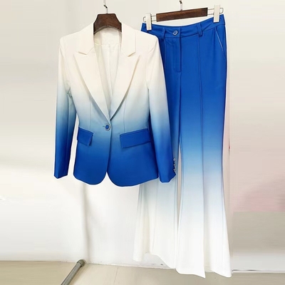 SR2256 Blue Two-Piece Business Suit Spring Autumn Formal Elegant Fashion Long Pants Suit with None Decoration