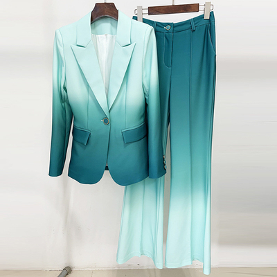 SR2256 Blue Two-Piece Business Suit Spring Autumn Formal Elegant Fashion Long Pants Suit with None Decoration