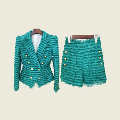 s SR2252 Kimshein Luxury Classic Women's Two-Piece Shorts Suit Winter Coat Pure Color Clothing Collection