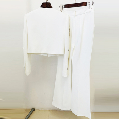 Autumn Fashion Two-Piece Set with Tight Pants SR2251 White Crystal Luxurious Business Suit Minimum Order 1 Piece