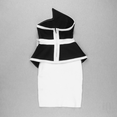 BD2139 2021 Autumn Fashion Women's Off-Shoulder Butterfly Bow Bandage Dress Set with Zipper Decoration and without Sleeves