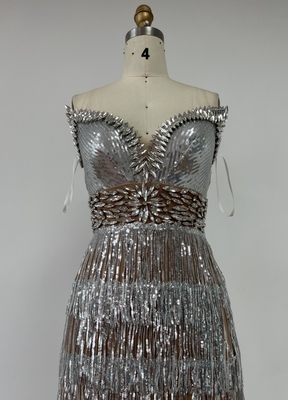 ED2572 Women's Evening Dress Sophisticated Off-Shoulder Gown with Sparkling Water Diamonds and Crystal Embellishments