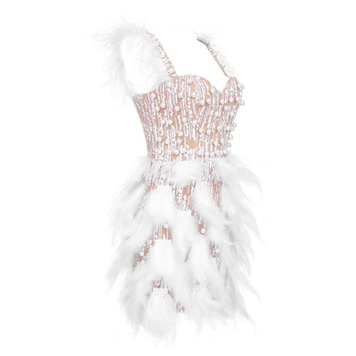 ED2585 Mini Sequin Sexy Feather Birthday Pearl Dress for Girls and Ladies Girls' Night Out Dress