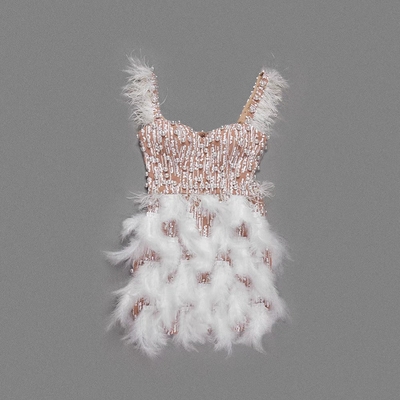 ED2585 Mini Sequin Sexy Feather Birthday Pearl Dress for Girls and Ladies Girls' Night Out Dress