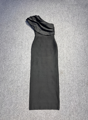SB3122 Fashion Design One-Shoulder Sleeveless Crystal Dress for Women Breathable Evening Gown Bandage Dress