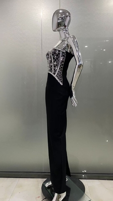 kimshein SB3244 Black Cocktail Dress Strapless Off-Shoulder Tight Evening Gown Bandage Crystal Beaded Skirt Bandage Dress
