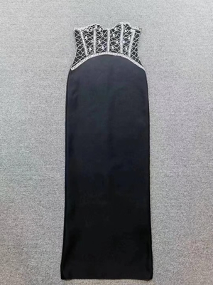 kimshein SB3244 Black Cocktail Dress Strapless Off-Shoulder Tight Evening Gown Bandage Crystal Beaded Skirt Bandage Dress