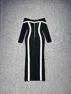 260g Fabric Weight LS2551 Kimshein Off-Shoulder Fashion Dress Long Sleeves and Elegant Bodycon Bandage Dress for Spring