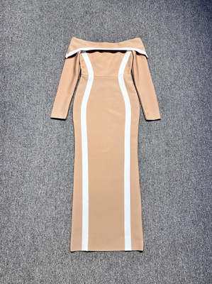 260g Fabric Weight LS2551 Kimshein Off-Shoulder Fashion Dress Long Sleeves and Elegant Bodycon Bandage Dress for Spring