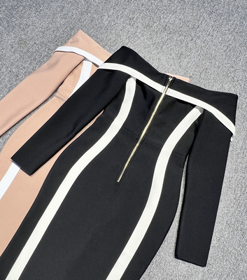 260g Fabric Weight LS2551 Kimshein Off-Shoulder Fashion Dress Long Sleeves and Elegant Bodycon Bandage Dress for Spring