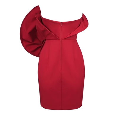 Red 3D Flower Mini Length Party Dress for Women Christmas and Year Dress Non-woven Fabric Weaving Method Stock/ Supply Type