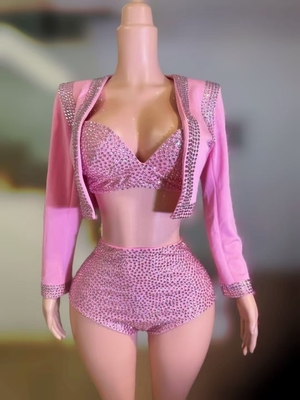 AD2420 Three-Piece Nightclub Outfit Luxurious Beaded Stage Costume Set for Female Stage Entertainments