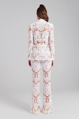 SR2248 Autumn White Lace Two-Piece Professional Business Women's Suit Set Perfect for Formal and Business Occasions