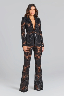SR2248 Autumn White Lace Two-Piece Professional Business Women's Suit Set Perfect for Formal and Business Occasions