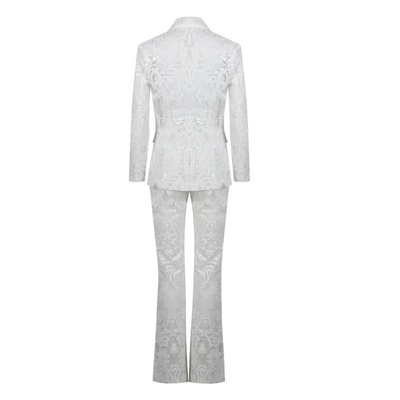 SR2248 Autumn White Lace Two-Piece Professional Business Women's Suit Set Perfect for Formal and Business Occasions