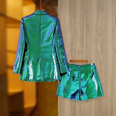 Spring Season SR2221 Shiny and Sexy Sequin Dress Set for Women's Party Night Disco Outfit in Polyester Material