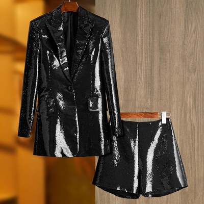 Spring Season SR2221 Shiny and Sexy Sequin Dress Set for Women's Party Night Disco Outfit in Polyester Material
