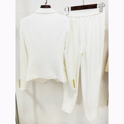 SR2245 Spring Collection Elegant Two-Piece White Suit Set for Women's Business in Tight Fit