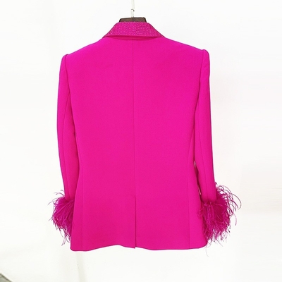 Elegant Women's Luxurious Pearl Two-Piece Party Office Suit with Regular Sleeves and Polyester Cotton Blend Material Type