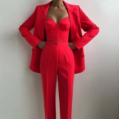 SR2246 Women's Two-Piece Formal Suit Elegant Ladies' Jacket Polyester Cotton Fabric in Picture Color for Business Attire