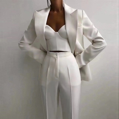 SR2246 Women's Two-Piece Formal Suit Elegant Ladies' Jacket Polyester Cotton Fabric in Picture Color for Business Attire