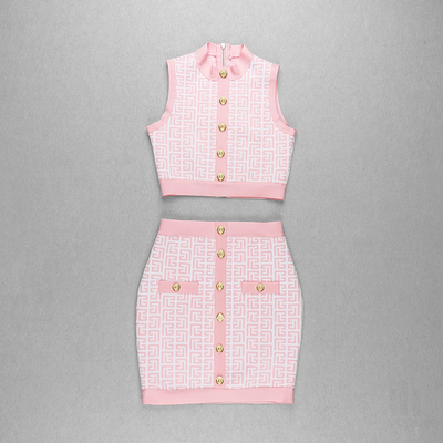 High Elasticity High Waist AH0118 Wool Two-Piece Sweater and Skirt Set for Women Needle Detection Technology
