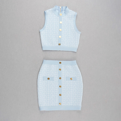 High Elasticity High Waist AH0118 Wool Two-Piece Sweater and Skirt Set for Women Needle Detection Technology