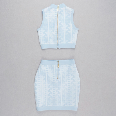 High Elasticity High Waist AH0118 Wool Two-Piece Sweater and Skirt Set for Women Needle Detection Technology