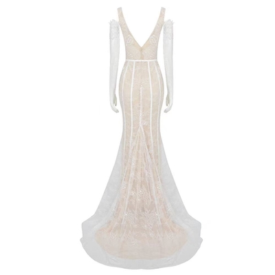 ED2562 Kimshein Lace Bodycon Dress with Pearl Backless Wedding Evening Dress for Women Elegant Elegant and Sophisticated