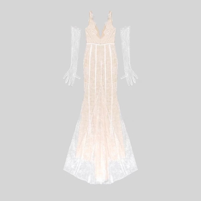 ED2562 Kimshein Lace Bodycon Dress with Pearl Backless Wedding Evening Dress for Women Elegant Elegant and Sophisticated