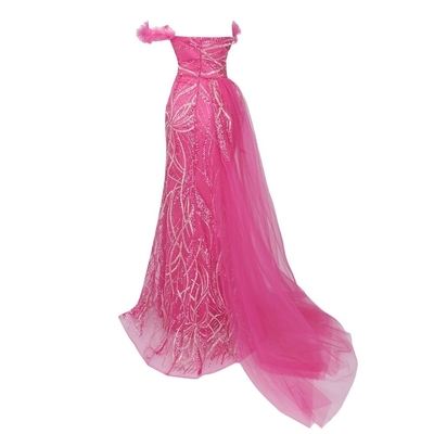 ED2553 Shimmering Sequin Tight Bustier High Slit Beading Fashion Wedding Dress with Polyester/Cotton Material
