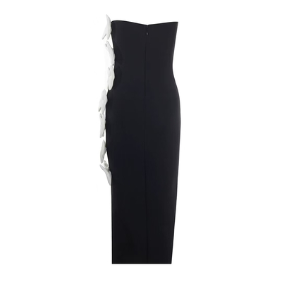 kimsheinfashion SB3200 Women's Bandage Skirt Fashion Strapless Sheath Skirt Elegant Party Skirt with White Butterfly Bow
