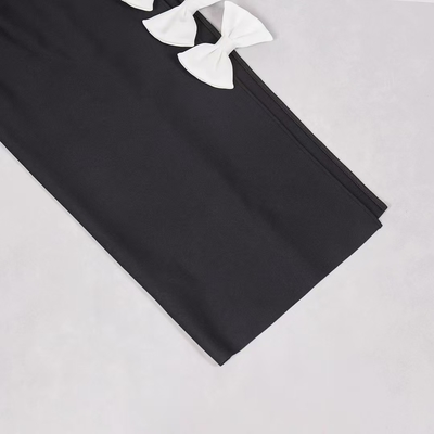 kimsheinfashion SB3200 Women's Bandage Skirt Fashion Strapless Sheath Skirt Elegant Party Skirt with White Butterfly Bow