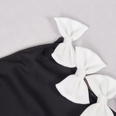 kimsheinfashion SB3200 Women's Bandage Skirt Fashion Strapless Sheath Skirt Elegant Party Skirt with White Butterfly Bow