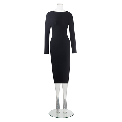 LS2561 Women's Backless Long Sleeve Tight Top end Zipper Maxi Bandage Dress with LS2561 Model made of Bandage Fabric