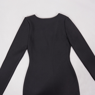 LS2561 Women's Backless Long Sleeve Tight Top end Zipper Maxi Bandage Dress with LS2561 Model made of Bandage Fabric