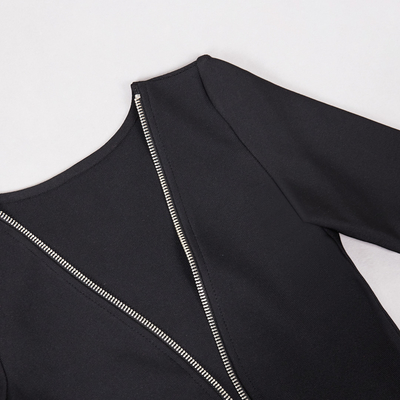 LS2561 Women's Backless Long Sleeve Tight Top end Zipper Maxi Bandage Dress with LS2561 Model made of Bandage Fabric
