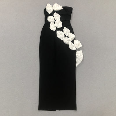 Natural Waistline Sexy Cutout Bandage Bodycon Dress with Off-Shoulder Design and Butterfly Bow for Party Evening Gown